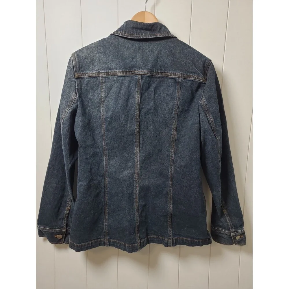 Jones New York Signature Blue Denim Jacket Womens Medium Stretch Pockets